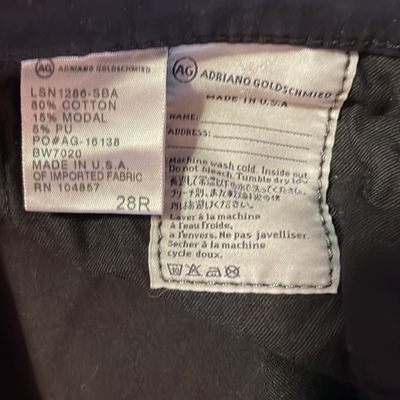 AG Stevie Slim Straight Leg - Black Velour - size 28 r - Picture 7 of 7